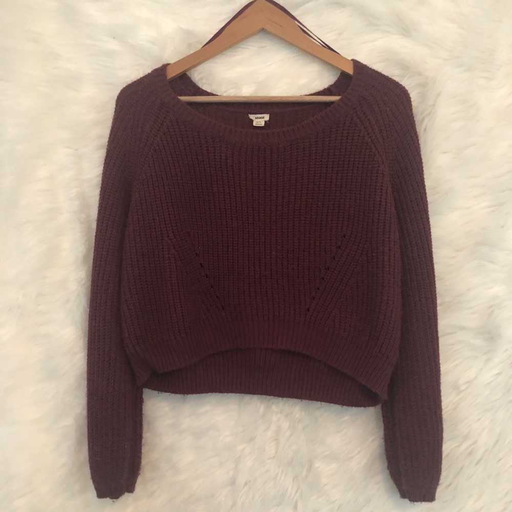 Garage Purple Knit Midi Cropped Sweater - Size L - Picture 5 of 7